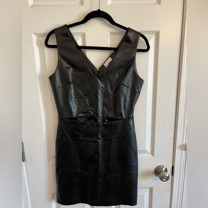 Leather cut-out mini dress